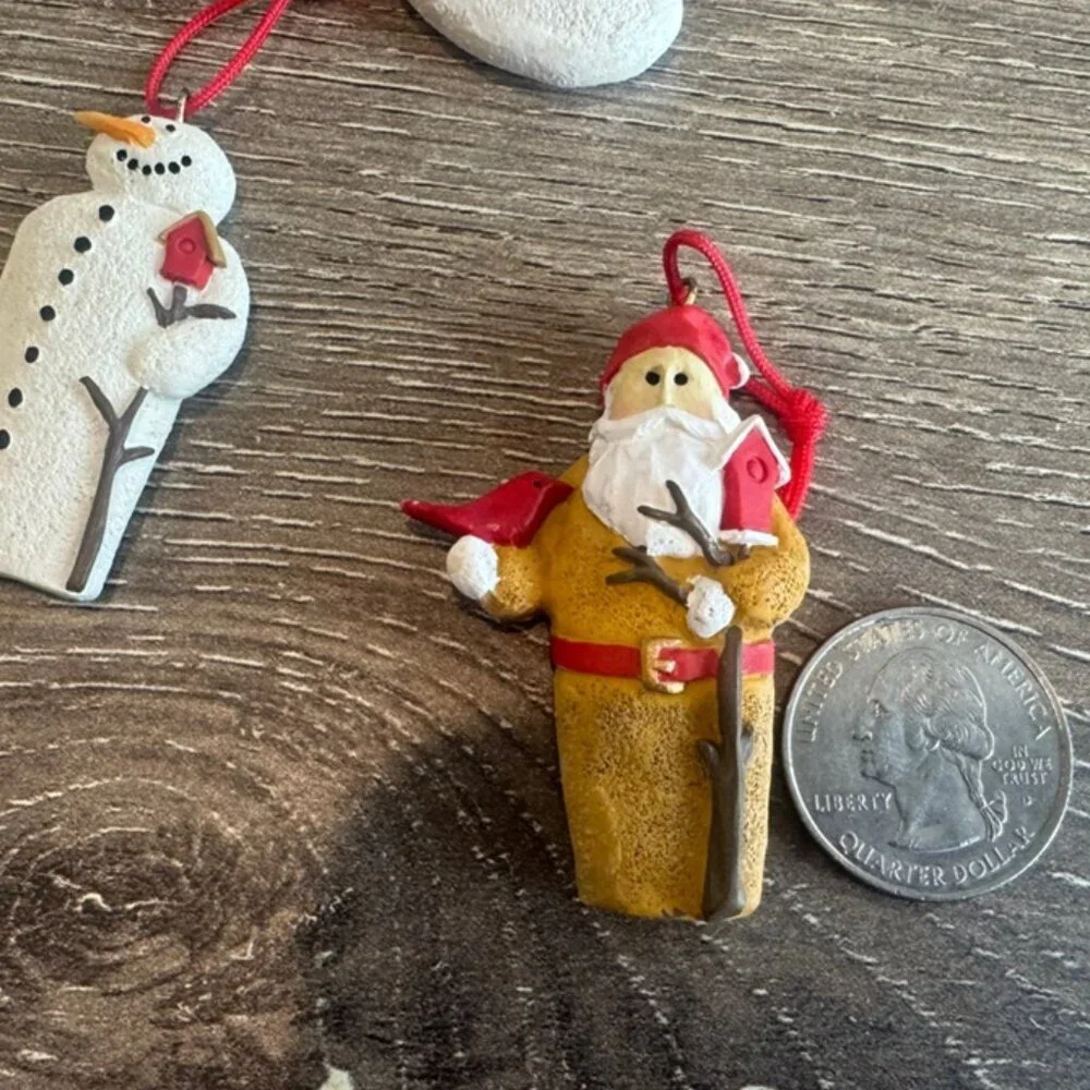 Lot of 8 Resin Small Christmas Tree Ornament, Santa Claus / Angle / Snowman